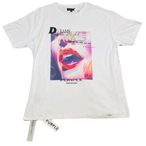 NWT Purple Brand Dreams Graphic Tee 3XL Distressed Pop Art Lips Men Quiet Luxury